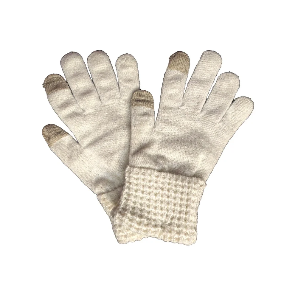 Style & Co. Ivory Cream Waffle-Knit Shimmer Gloves Sz One Size NWT